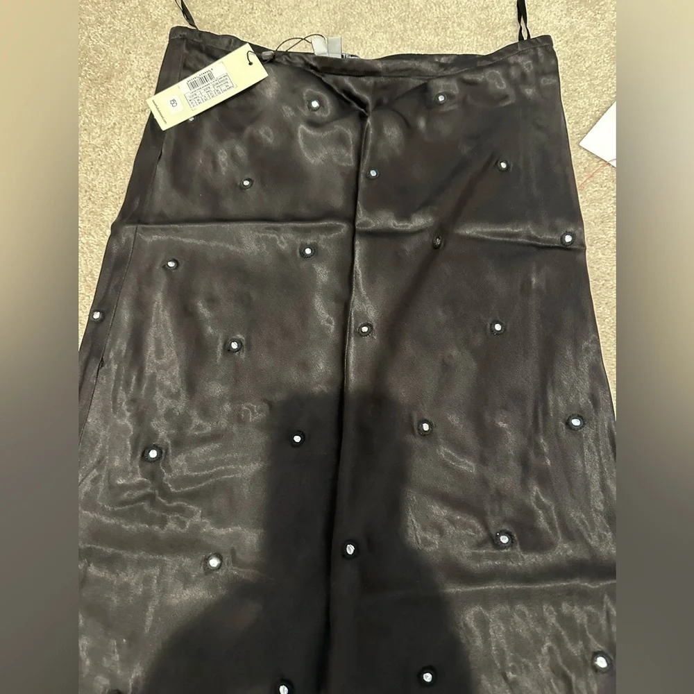 NEVER FULLY DRESSED black Bella Mirror Maxi Skirt 6 NWT